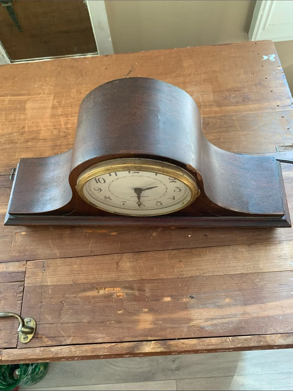 Vintage Seth Thomas Brown Mantel Clock - Classic Wood Finish